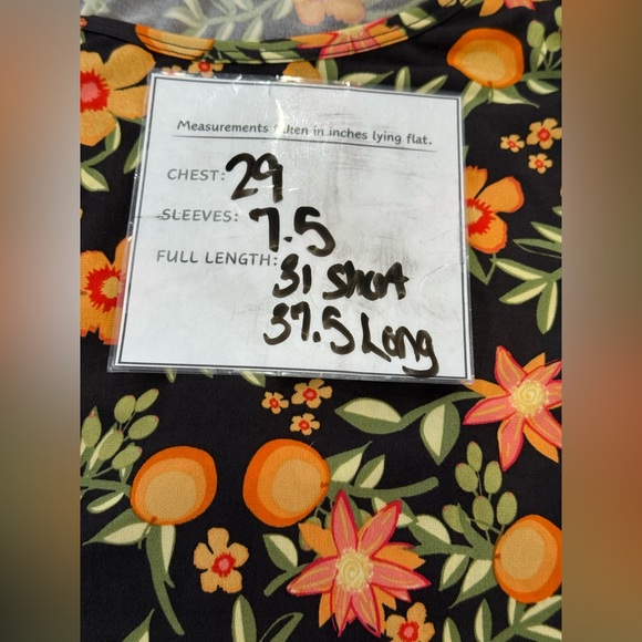New LuLaRoe XL “Irma” Black Tunic with Orange and Yellow Floral Pattern 225 - Picture 9 of 11